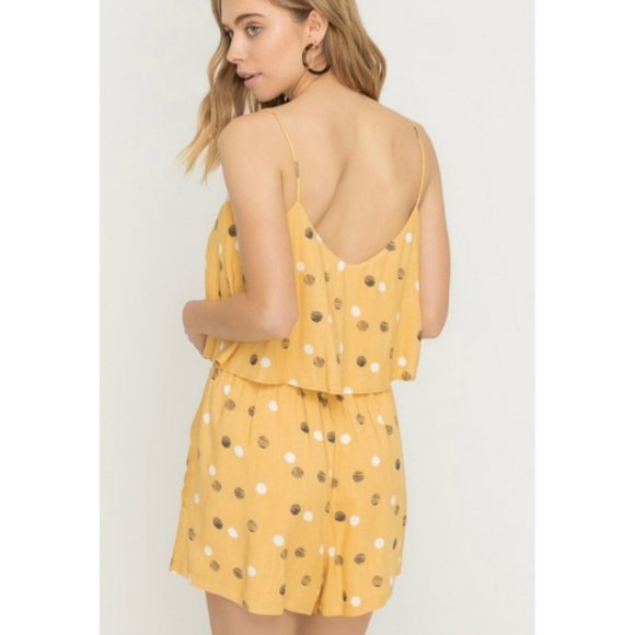 ALL IN FAVOR Dots Yellow Romper - Picture 2 of 4